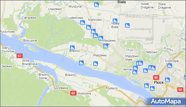 mapa Maszewo gmina Stara Biała, Maszewo gmina Stara Biała na mapie Targeo