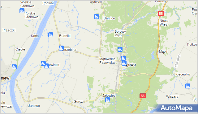 mapa Mątowskie Pastwiska, Mątowskie Pastwiska na mapie Targeo