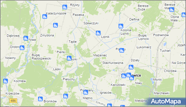 mapa Mazaniec, Mazaniec na mapie Targeo