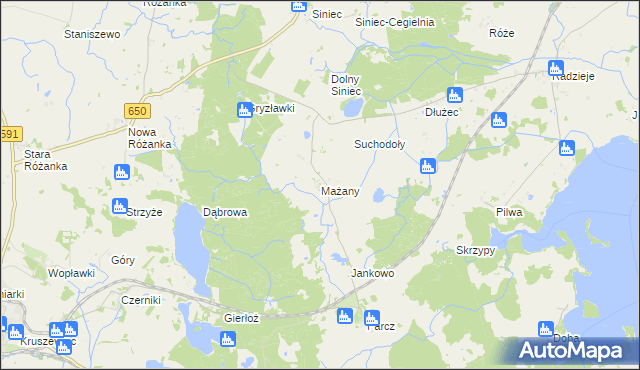 mapa Mażany, Mażany na mapie Targeo