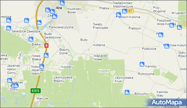 mapa Maziarze Nowe, Maziarze Nowe na mapie Targeo
