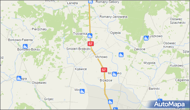 mapa Mchowo gmina Przasnysz, Mchowo gmina Przasnysz na mapie Targeo