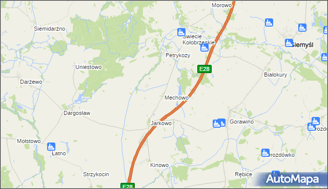 mapa Mechowo gmina Rymań, Mechowo gmina Rymań na mapie Targeo
