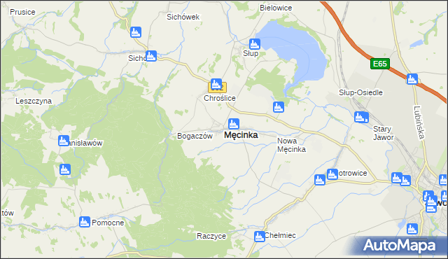 mapa Męcinka, Męcinka na mapie Targeo