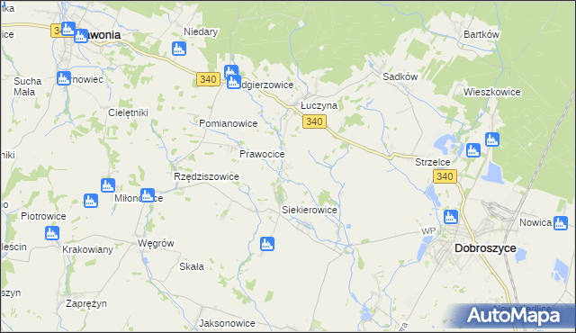 mapa Mękarzowice gmina Dobroszyce, Mękarzowice gmina Dobroszyce na mapie Targeo