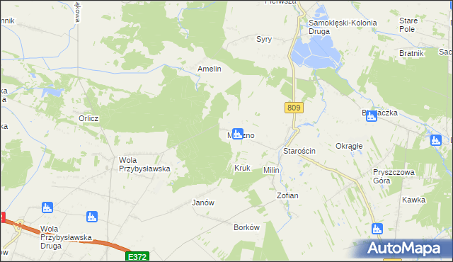 mapa Meszno gmina Garbów, Meszno gmina Garbów na mapie Targeo