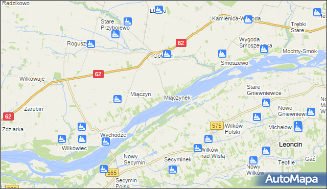 mapa Miączynek, Miączynek na mapie Targeo