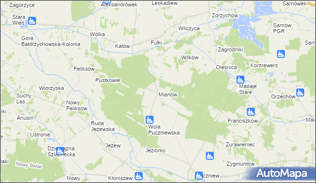 mapa Mianów, Mianów na mapie Targeo