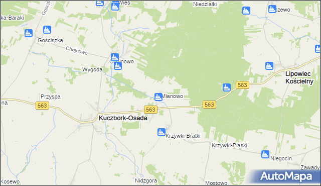 mapa Mianowo gmina Kuczbork-Osada, Mianowo gmina Kuczbork-Osada na mapie Targeo