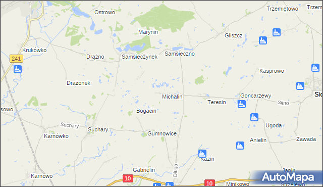 mapa Michalin gmina Nakło nad Notecią, Michalin gmina Nakło nad Notecią na mapie Targeo