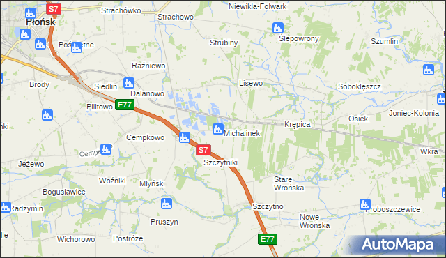 mapa Michalinek gmina Płońsk, Michalinek gmina Płońsk na mapie Targeo