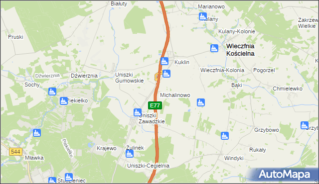 mapa Michalinowo, Michalinowo na mapie Targeo