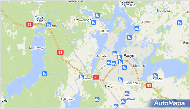 mapa Michałki gmina Pasym, Michałki gmina Pasym na mapie Targeo