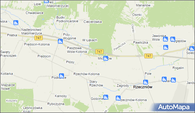 mapa Michałów gmina Rzeczniów, Michałów gmina Rzeczniów na mapie Targeo