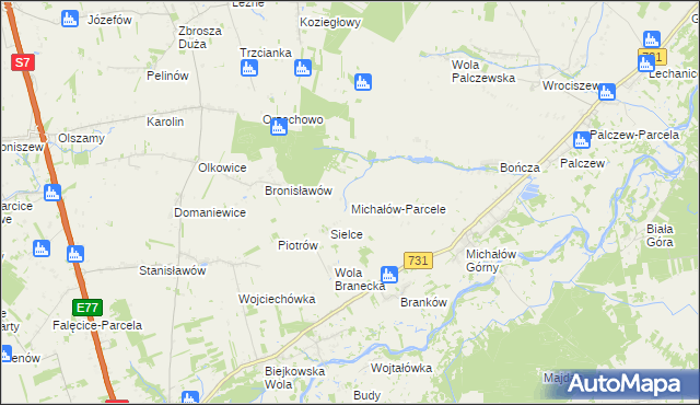 mapa Michałów-Parcele, Michałów-Parcele na mapie Targeo