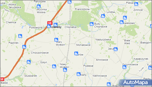 mapa Michałowice gmina Kowiesy, Michałowice gmina Kowiesy na mapie Targeo