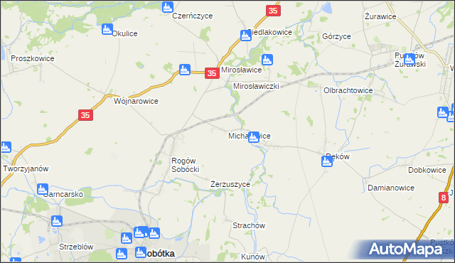 mapa Michałowice gmina Sobótka, Michałowice gmina Sobótka na mapie Targeo