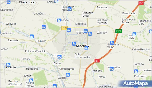 mapa Miechów, Miechów na mapie Targeo