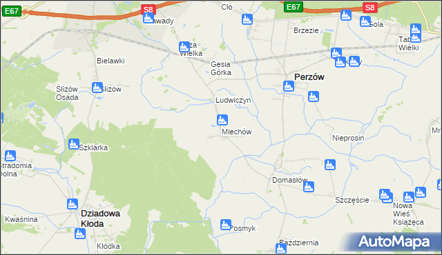 mapa Miechów gmina Perzów, Miechów gmina Perzów na mapie Targeo