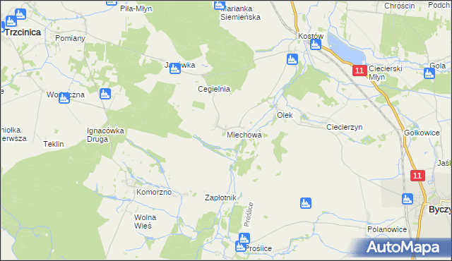 mapa Miechowa, Miechowa na mapie Targeo