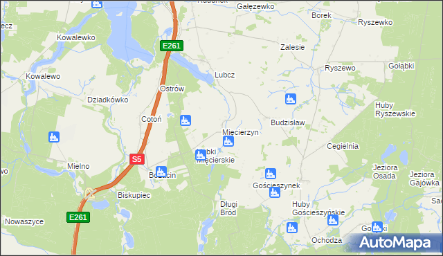mapa Mięcierzyn, Mięcierzyn na mapie Targeo