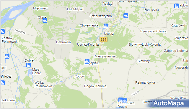 mapa Mieczysławka gmina Karczmiska, Mieczysławka gmina Karczmiska na mapie Targeo