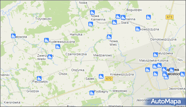 mapa Miedzianowo, Miedzianowo na mapie Targeo
