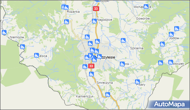 mapa Międzylesie powiat kłodzki, Międzylesie powiat kłodzki na mapie Targeo