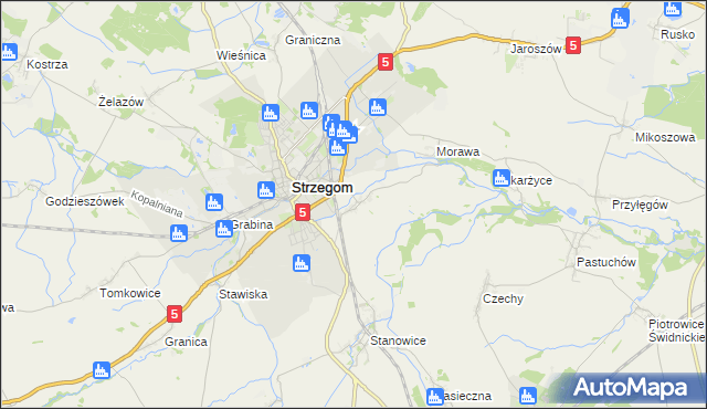 mapa Międzyrzecze gmina Strzegom, Międzyrzecze gmina Strzegom na mapie Targeo
