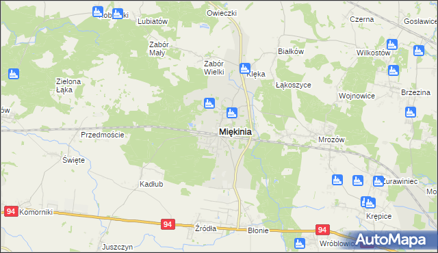 mapa Miękinia powiat średzki, Miękinia powiat średzki na mapie Targeo