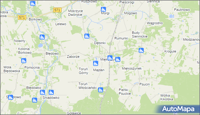 mapa Miękoszyn, Miękoszyn na mapie Targeo