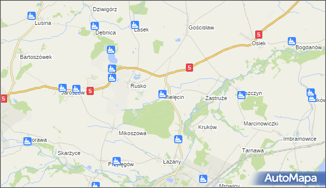 mapa Mielęcin gmina Żarów, Mielęcin gmina Żarów na mapie Targeo