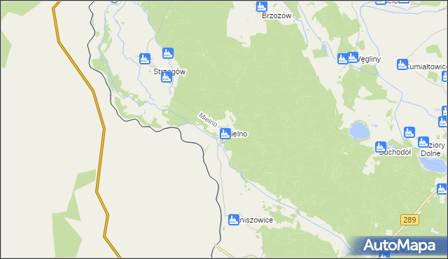 mapa Mielno gmina Gubin, Mielno gmina Gubin na mapie Targeo