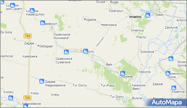 mapa Mierzwin gmina Imielno, Mierzwin gmina Imielno na mapie Targeo