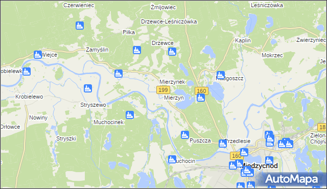 mapa Mierzyn gmina Międzychód, Mierzyn gmina Międzychód na mapie Targeo