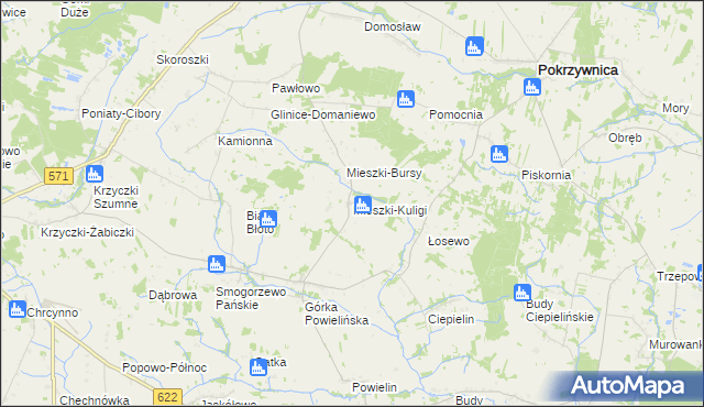 mapa Mieszki-Kuligi, Mieszki-Kuligi na mapie Targeo
