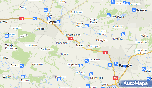 mapa Mietel, Mietel na mapie Targeo