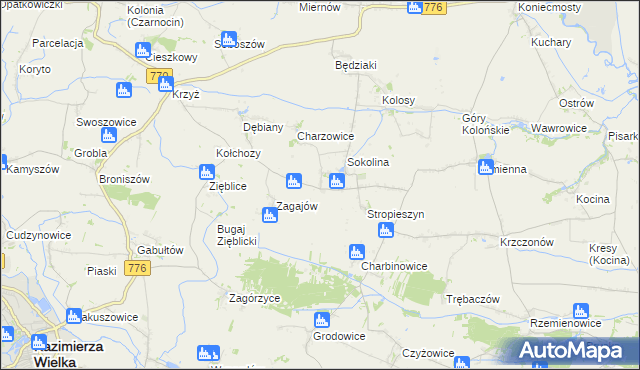 mapa Mikołajów gmina Czarnocin, Mikołajów gmina Czarnocin na mapie Targeo