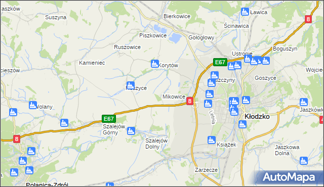 mapa Mikowice gmina Kłodzko, Mikowice gmina Kłodzko na mapie Targeo