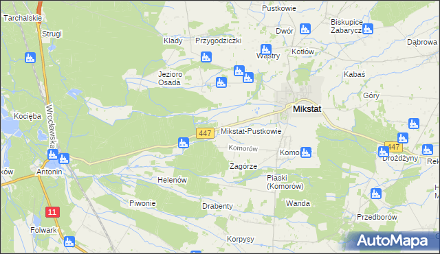 mapa Mikstat-Pustkowie, Mikstat-Pustkowie na mapie Targeo
