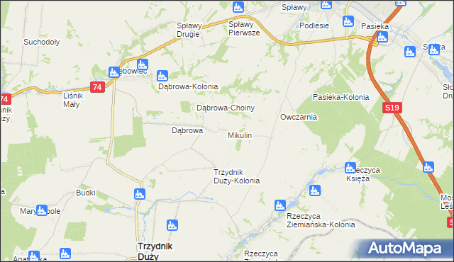 mapa Mikulin gmina Kraśnik, Mikulin gmina Kraśnik na mapie Targeo