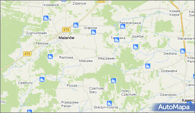 mapa Miłaczewek, Miłaczewek na mapie Targeo