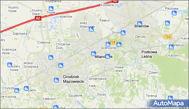 mapa Milanówek, Milanówek na mapie Targeo