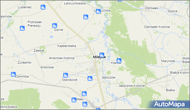 mapa Milejów powiat łęczyński, Milejów powiat łęczyński na mapie Targeo