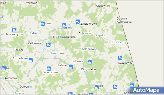 mapa Milenkowce, Milenkowce na mapie Targeo