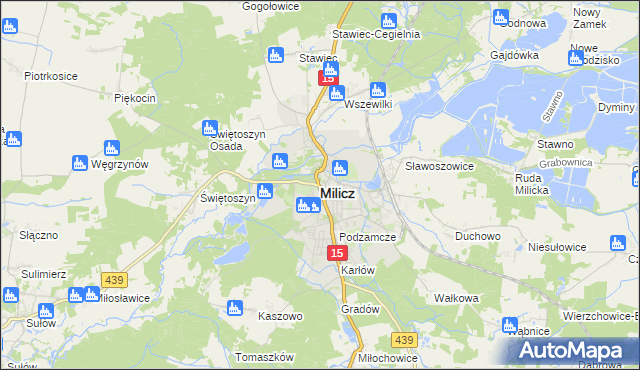 mapa Milicz, Milicz na mapie Targeo