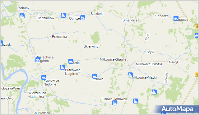 mapa Miłkowice-Stawki, Miłkowice-Stawki na mapie Targeo