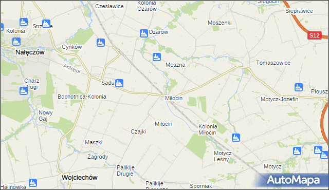 mapa Miłocin gmina Jastków, Miłocin gmina Jastków na mapie Targeo