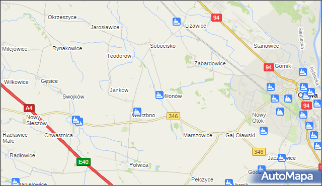 mapa Miłonów, Miłonów na mapie Targeo