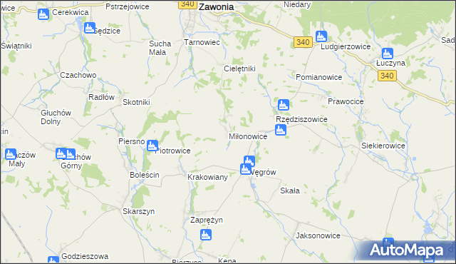 mapa Miłonowice, Miłonowice na mapie Targeo